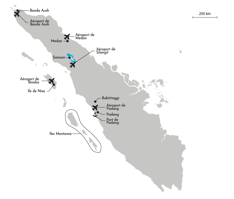 Carte de l'ile de Sumatra en Indonésie
