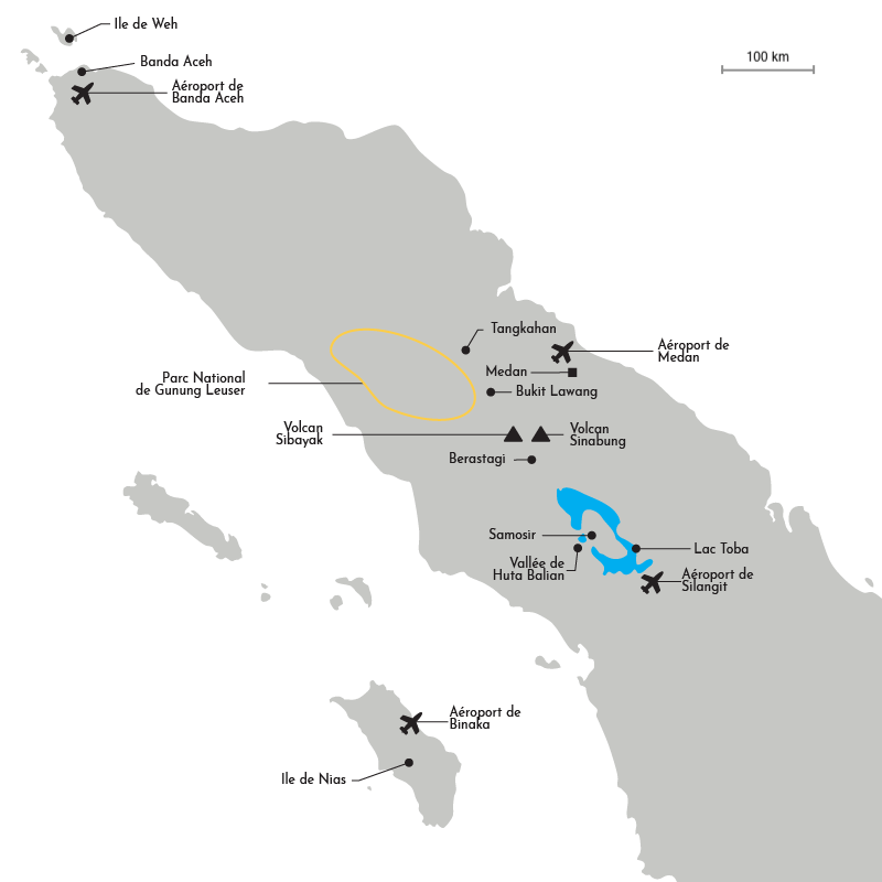 Carte du nord de Sumatra