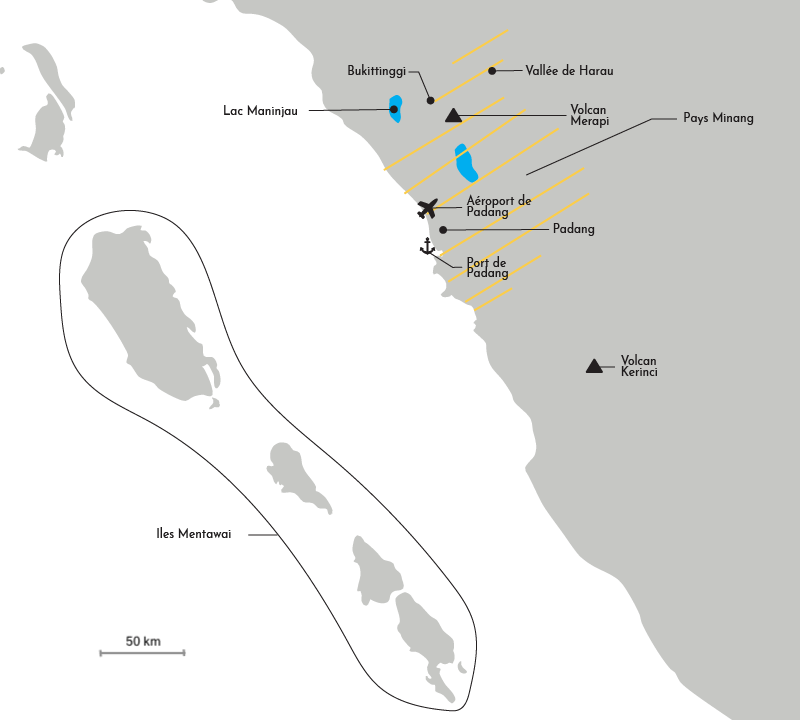 Carte de l'ouest de Sumatra