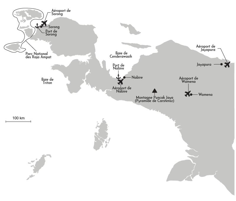 Carte de la Papouasie Occidentale