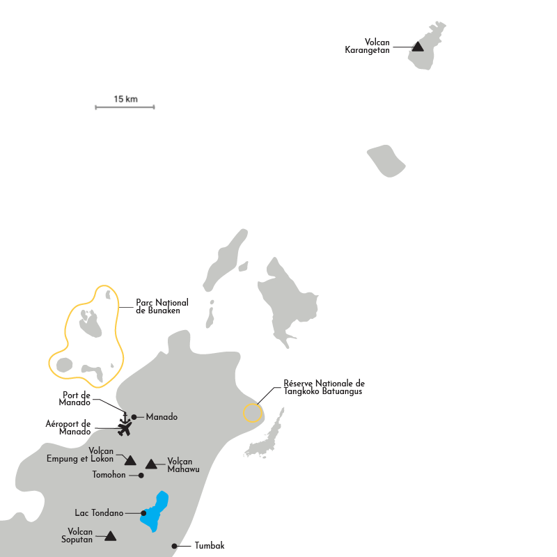 Carte du nord de Sulawesi