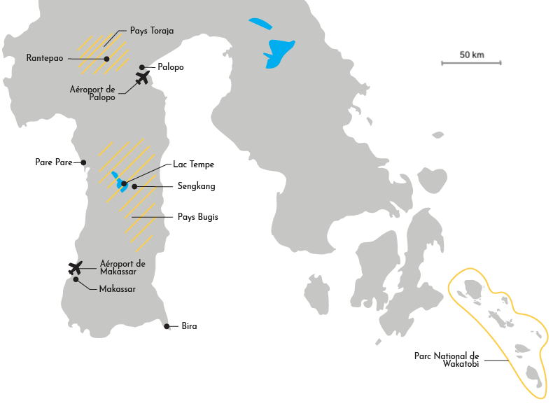 Carte du sud de Sulawesi