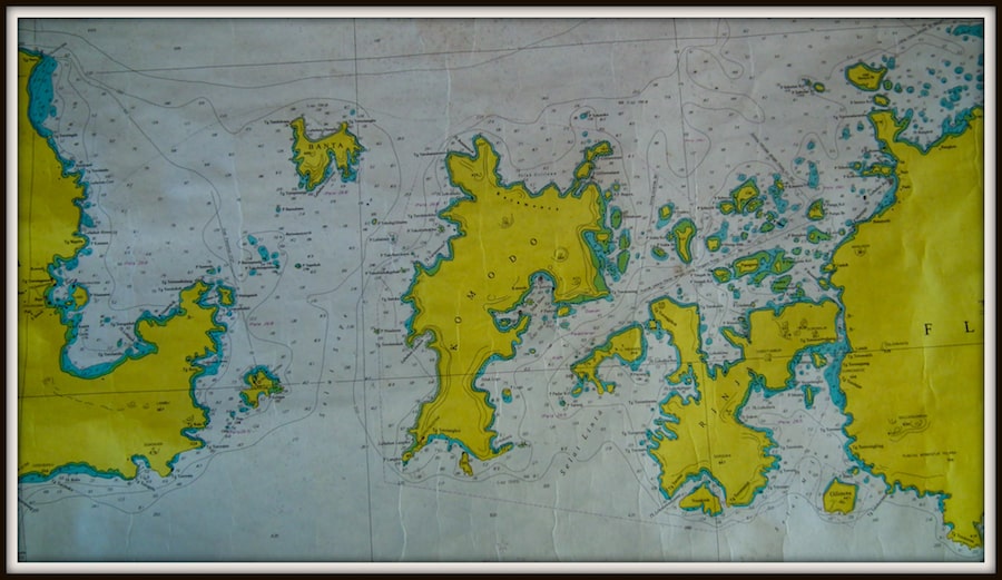 Une carte maritime de l'archipel de Komodo