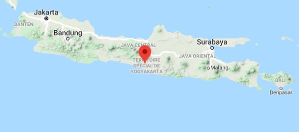 Situation de Yogyakarta sur une carte de Java
