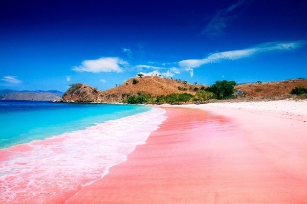 Une photo de Pink Beach au large de Lombok