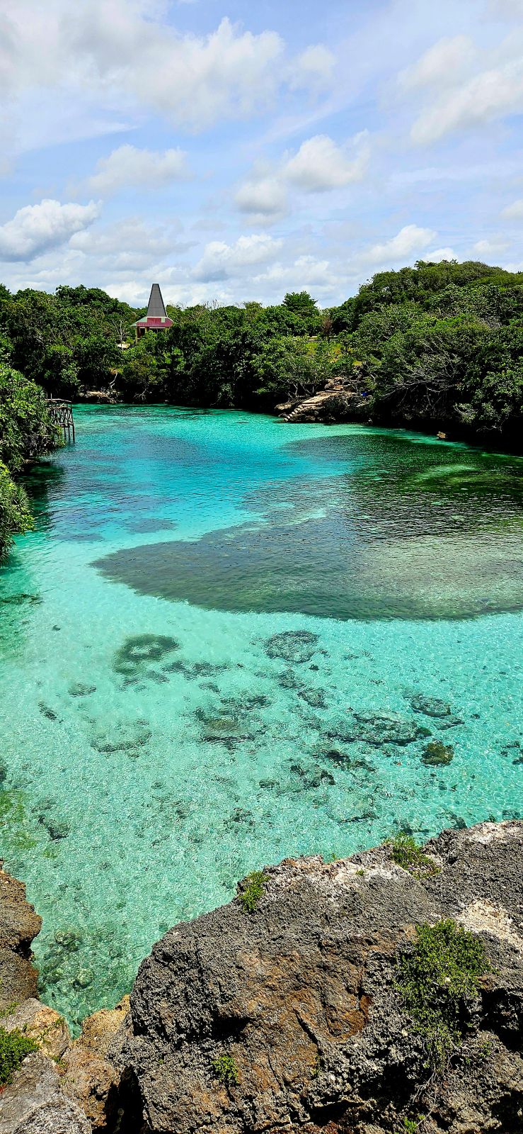 Lagon turquoise de Weekuri à Sumba entouré de végétation